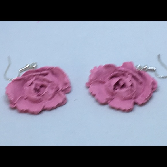 Unique Handmade Polymer Clay Flower Earrings, Handmade Clay Rose Earrings - Picture 8 of 8